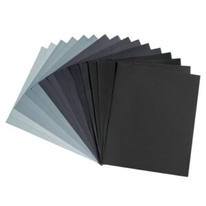 Schleifpapier Set mit verschiedenen Körnungen für Nass und Trockenbearbeitung, ideal für Auto, Holzmöbel, Metall, Stein, Lack und Glas