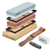 Schleifstein Set für Messer, Schäfer Stein, Wetzstein, Japanischer Messerschärfer Stein Abziehstein 400 1000 3000 8000 für Messer zum Schärfen von Messern Blau