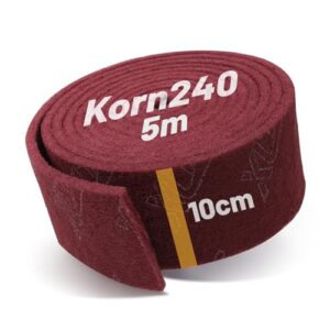 Schleifvlies 5 m x 100 mm Korn 240, Imprägniert für lange Haltbarkeit, Schleifvlies für Holz, Metall, Edelstahl und mehr