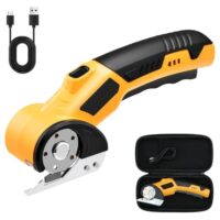 Schnurlose elektrische Schere, handgehaltene Edelstahl elektrische Bastelschere mit Akkuanzeige und Klingen. Ideal für schnelles und präzises Schneiden von Leder, Filz, Karton und Teppich.
