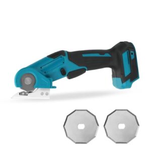 Schnurlose Elektro Rotationsschere, kompatibel mit Makita 18V-Akku (ohne Batterie), elektrische Stoffschere mit Sicherheitsverschluss und 2 Klingen, 6mm Schnitttiefe für Leder, Pappe, Teppichboden