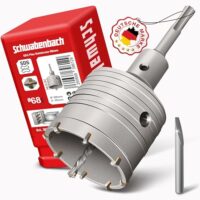 Schwabenbach SDS Plus Bohrkrone 68 mm - Zentrierbohrer - Hammerschlagfest - Bohrkrone Steckdose für Mauerwerk und Beton 68mm, Werkzeug für professionelles Bohren in Mauerwerk und Beton