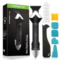 Silikonentferner-Werkzeug-Set mit 5 in 1 Funktionen, Silikon Abzieher, Fugenmesser, 6 austauschbare Silikonpads und Dichtungsdüse für Küche, Bad, Boden und Fenster.