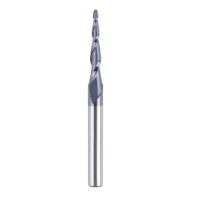 Kugelkopffräser mit Konischer Fräse, CNC Schaftfräser, 2 Flöten, 1,0 mm Radius, VHM Gravierfräser für Oberfräse, 6mm Schaft mit TiAlN Beschichtung
