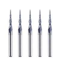 SpeTool 5 Stück Schaftfräser Eingestellt R0,25, 3,175mm (1/8") Schaft 2 Flöten Kugelkopffräser Konischer Spitze Fräser für Oberfräse CNC Vollhartmetallfräser mit TiAlN Beschichtung