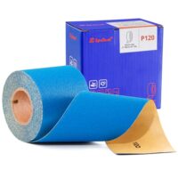 Hochwertiges Schleifpapier 70 mm x 8 m, 120 Körnung, PSA-Klebebeschichtung, Keramik und Aluminiumoxid-Beschichtung, ideal für Oberflächenvorbereitung, Lackierwerkstätten, Holzarbeiten, Metallverarbeitung