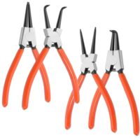 Hochwertiges Sprengringzangen Set mit vier verschiedenen Werkzeugen, ideal fuer Industrielle und Heimanwendungen. Ergonomische Griffe und hohe Präzision.
