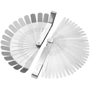 Messwerkzeug, Fühlerlehre Satz, Edelstahl, Messbereich von 0,03 bis 1,00 mm und 0,127 bis 0,508 mm, ideal für Anwender in verschiedenen Bereichen wie Fahrzeugwartung, Maschinenausrichtung, Zündsysteme und Stößlspiel
