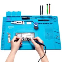 Silikon-Lotmatte für Lötarbeit, 45 x 30 cm groß, hitzebeständig bis 500°C, magnetisch, rutschfest und antistatisch, ideal für Elektronik-Repatrienungen