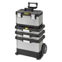 STANLEY FATMAX Rolling Workshop, 4-in-1-Gerät mit abnehmbarer Werkzeugbox, strapazierfähiges Metall und Kunststoff, mobile Workstation für Baustellen