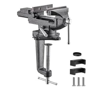Hochwertiger Schraubstock aus gegossenem Stahl mit 360° Drehfunktion, Breite der Backe 85 mm, ideal für Werkstatt oder Hobby-Werkstatt