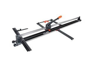 Manuelle Fliesenschneidmaschine mit Transportgriff und Laufrädern, hochwertiges Werkzeug für Keramik, Porzellan und Fliesen, 1200mm Schnittstärke, massiver Stahlfuß, langlebige Aluminium-Stützleiste