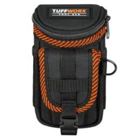 Robuste Werkzeugtasche mit Gürtelclip, ideal für Arbeitsprojekte, Nylon-Konstruktion, Reißverschluss-Design, Schwarz-Orange Farben