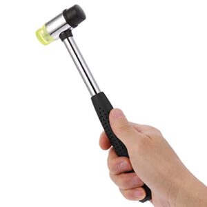 Thinp Gummihammer, Ø 25 mm Doppelkopf Gummihammer Klein, Mini Gummihammer mit Rutschfestem Griff, Doppelkopfhammer Klein, Doppelseitiger Schonhammer, für Leder, Schmuck, Handwerk, Heiminstallationswerkzeuge