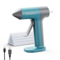 Tilswall Heißklebepistole mit 2000mAh Akku, 5 Minuten Abschaltautomatik und Anti-Tropf-Düse, ideal für Basteln und Handwerk