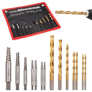 Schraubenausdreher-Set, Toolwiz 14-teiliges Set mit Canvas Tasche und verschiedenen Schneidern für das Entfernen von gestrippten Schrauben und gebrochenen Bolzen