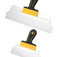 QWORK Trockenbau Spachtel Set, 250mm und 400mm Edelstahl Flächenspachtel mit Ergonomischem Griff für Bau- und Renovierungsprojekte