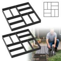 Betonpflastersteine, DIY Pflasterform für Gartenwege, Menschen, Quadratisch, Beton Gießform, Schwarz, 2 Stück