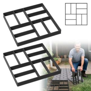Betonpflastersteine, DIY Pflasterform für Gartenwege, Menschen, Quadratisch, Beton Gießform, Schwarz, 2 Stück