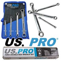 Doppelringschlüssel Set für Außen-Torx-Schrauben, hochwertige CRV-Stahl-Schlüssel mit Chrom-Finish, 4 verschiedene Größen E6 x E8 bis E20 x E24