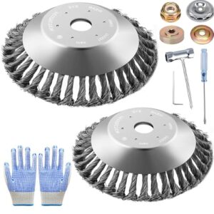 2Pcs Unkrautbürste für Freischneider, 6 Zoll + 10 Zoll, hochwertige Stahlkonstruktion, scharf und effizient