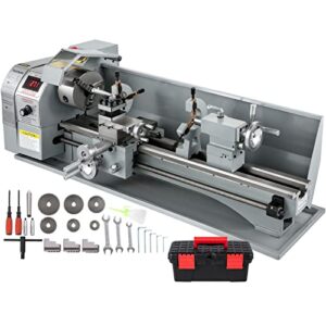 VEVOR Metalldrehmaschinen 1100W Mini Drehbank 220x750mm Drehmaschine Metall, Mini Drechselbank für Metallbearbeitung Drehbank Metall präzise einfach zu bedienen