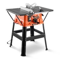 VEVOR Tischkreissäge mit Ständer, 254 mm Schnittbreite, 1800 W Leistung, 200 mm max. Schnittkapazität, 4800 U/min Schnittgeschwindigkeit, 24-Zahn-Sägeblatt, Gehrungssäge für Holzbearbeitung und Möbelbau