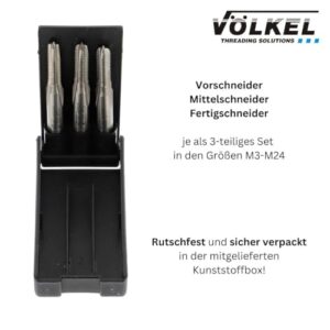 Handgewindebohrer 3-tlg. Satz DIN 352 HSS-G - M6 x 1.0 | Vorschneider, Mittelschneider & Fertigschneider | Gewindeschneider M6 | Gewindebohrer M6 | Innengewindeschneider