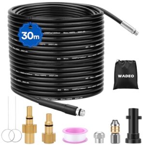 Rohrreinigungsschlauch Set 30M, Hochdruck-Reinigungsschlauch 200 bar 60 °C, Rohrreiniger Premium Set mit Adapter und Düsen für Kärcher K-Serie K2/K3/K4/K5/K6/K7 & Lavor