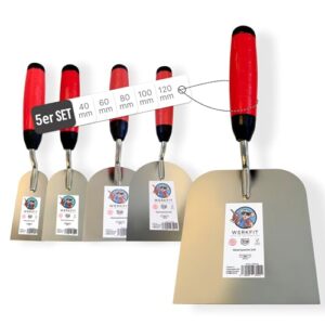 Professionelles Gipserkellen Set mit Rostfreier Edelstahlklinge und Softgriff für Spachtelarbeiten und Trockenbau