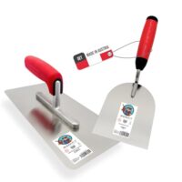 WERKFIT Profi Glättekelle Set Rund inkl. 100mm Gipserspachtel - Rostfreie Glättspachtel aus Edelstahl - Ergonomische Putzspachtel mit Softgriff für Trockenbau und Verputzen