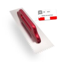 Professionelle Zahnkelle aus Edelstahl mit Holzgriff, ideal für Bauprojekte wie Fliesenlegen, Bodenlegen und Verputzen