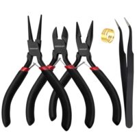 Kleines Schmuckzangen-Set mit Nadel-Kettennase, runde Nase und Drahtschneider aus Karbonstahl, ideal für DIY-Projekte und Handwerk
