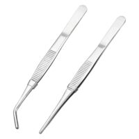 Edelstahl Pinzette, 16 cm, gebogen und gerade, rutschfest, ideal für Wasserhaustiere, Korallen, Basteln, Kochen und Reparatur