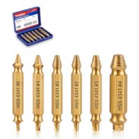 Professionelles Schraubenausdreher Set mit 6 Teilen aus HSS 4341 Stahl, titanbeschichtet, für verschiedene Größen von M2 bis M13, ideal für Akkuschrauber und Bohrmaschinen, inklusive Aufbewahrungskoffer