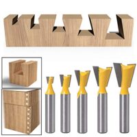 5 Stück Schwalbenschwanz Fräser Bohrersets mit gemeinsamer Fräse 8 mm (1/4", 3/8", 1/2", 5/8", 3/4")