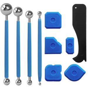 Werkzeug Schaber Kit Fugenglätter Set für Küchenfliesen und Badezimmer, enthält 10 Stück Werkzeuge mit Metallkugel Abziehern und Silikon Fugen Glättern.