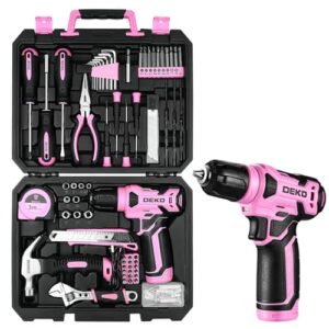 Professionelle Werkzeugkiste mit Akkuschrauber, ideal für Heimwerker, Büros und Gartenarbeiten.
