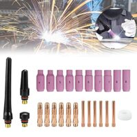 Wig Zubehör für WP26 WP17 Schweißbrenner Tig Schweißzubehör Torch Welding Accessories Set 26pcs, Spannhülsen + Gehäuse + Keramikdüsen + Schweißbrenner Kappe Gaslinse Schweißgerät Verschleißteile