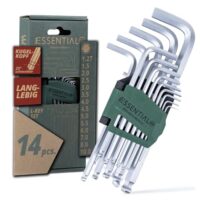 Wiha Essential Stiftschlüssel Set, 14-teilig mit Kugelkopf und Innensechskant für Heimwerker und Profis