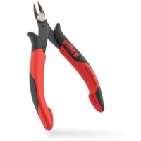Wiha Präzisions Seitenschneider Elektronik klein, breiter, spitzer Kopf ohne Wate 130mm, Mini Drahtschneider für Elektroinstallationen