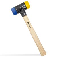 Wiha Schonhammer Safety I weich/mittelhart, Hickory-Holzstiel, Rund-Schlagkopf Ø 30 mm, Kunststoffhammer 290 mm für Innenausbau und Montagearbeiten