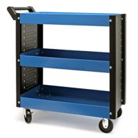 Wiltec Werkstattwagen mit 3 Etagen, 150 kg, 83x38x90 cm, Handgriff, Kunststoffreifen, Bremsen, Ablageflächen mit erhöhtem Rand, Rollwagen, Werkzeugwagen, Mobiltechnik