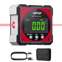 Digitaler Winkelmesser mit Laserwasserwaage und Neigungsmessung, LCD Display, Type-C Schnittstelle, IP54 Wasserdicht, Magnetisch, Nivellierbox für Holzarbeiten, Bau, Dekoration, DIY