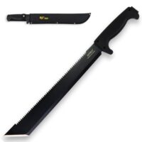 Machete mit Sägeblatt, 53 cm lang, rutschfester Gummi-Griff und fest stehende Klinge für Outdoor, Survival und Bushcraft