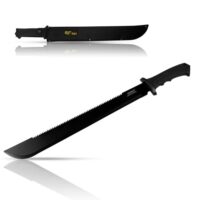 Machete mit Sägeblatt, rutschfestem Gummi-Griff und feststehender Klinge für Outdoor, Survival und Bushcraft