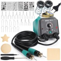Doppelstift Brandmalerei Holzbrenner Set mit 23 Drahtspitzen, abnehmbarem Holzbrennstift und Zubehör
