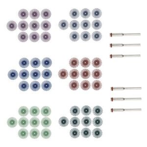 Scheibenbürsten radial Borste, 6-teiliges Kit, Schleifbürste, Drehwerkzeug für Dremel Werkzeugschmuck Polieren, YINETTECH Satz von 60 Stücke
