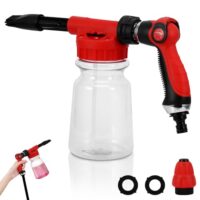 Youool Schaumpistole für das Autowaschen mit 1000ml Fassungsvermögen und 2 verschiedenen Funktionen: reichhaltiger Schaum und Wasserspray. Die Schaumpistole hat eine exquisite Zifferblatt-Einstellung mit 6 Einstellpositionen.