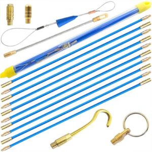 ZAXER Kabelzuggerät aus Fiberglas 4mm 10x1m - Pilot für Kabelverlegung - Set mit 6 Endstücken - Vielseitig und langlebig - Einfache Konfiguration - Mit Aufbewahrungsbehälter